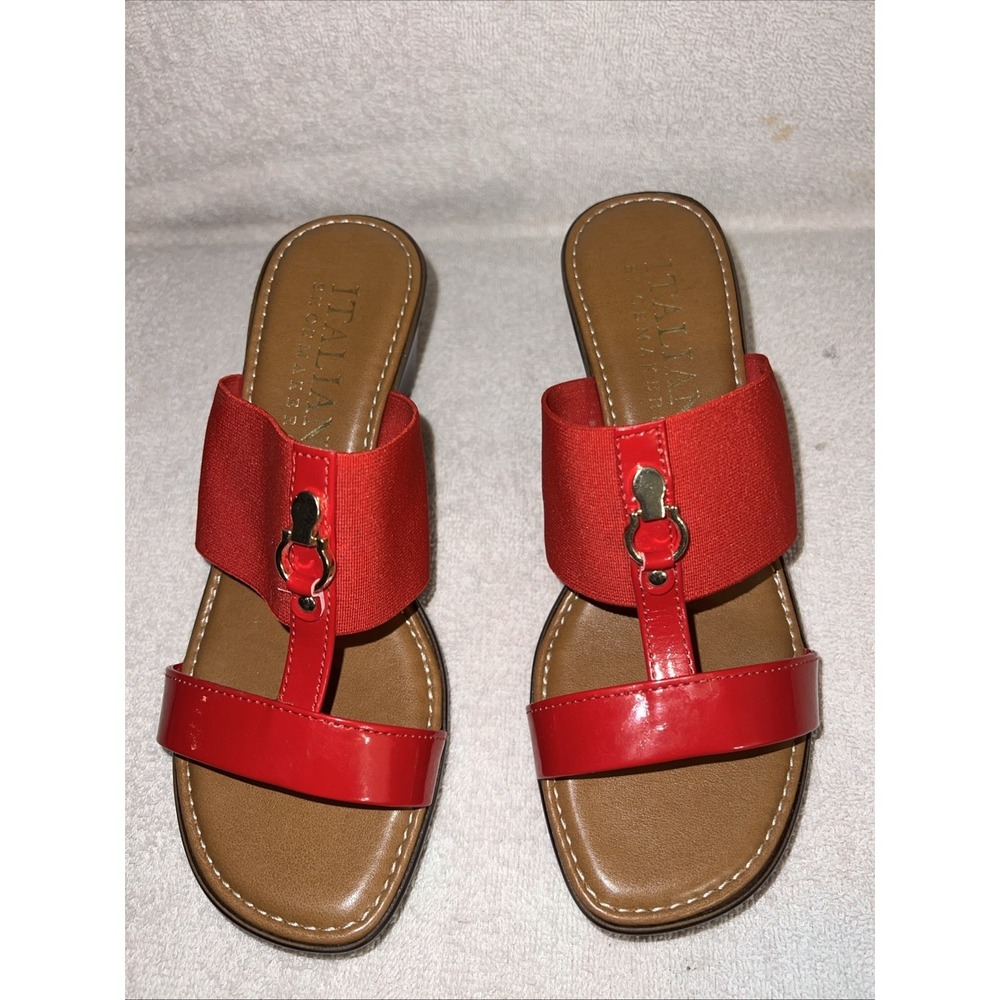 Italian Shoemakers Women's Red Sandals, Made In Italy Size 6 1/2.